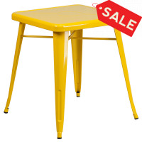 Flash Furniture CH-31330-29-YL-GG Square Metal Table in Yellow